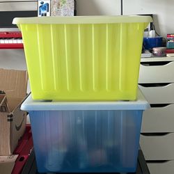 Storage Bins with Wheels and Stackable (set of 2)
