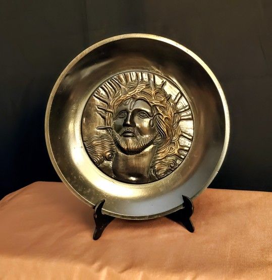Metal Religious Display Plate 8"