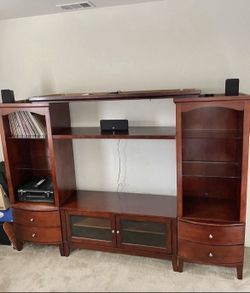Wooden TV Stand With Two Towers