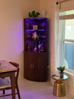 71 inch Tall Corner bar - walnut