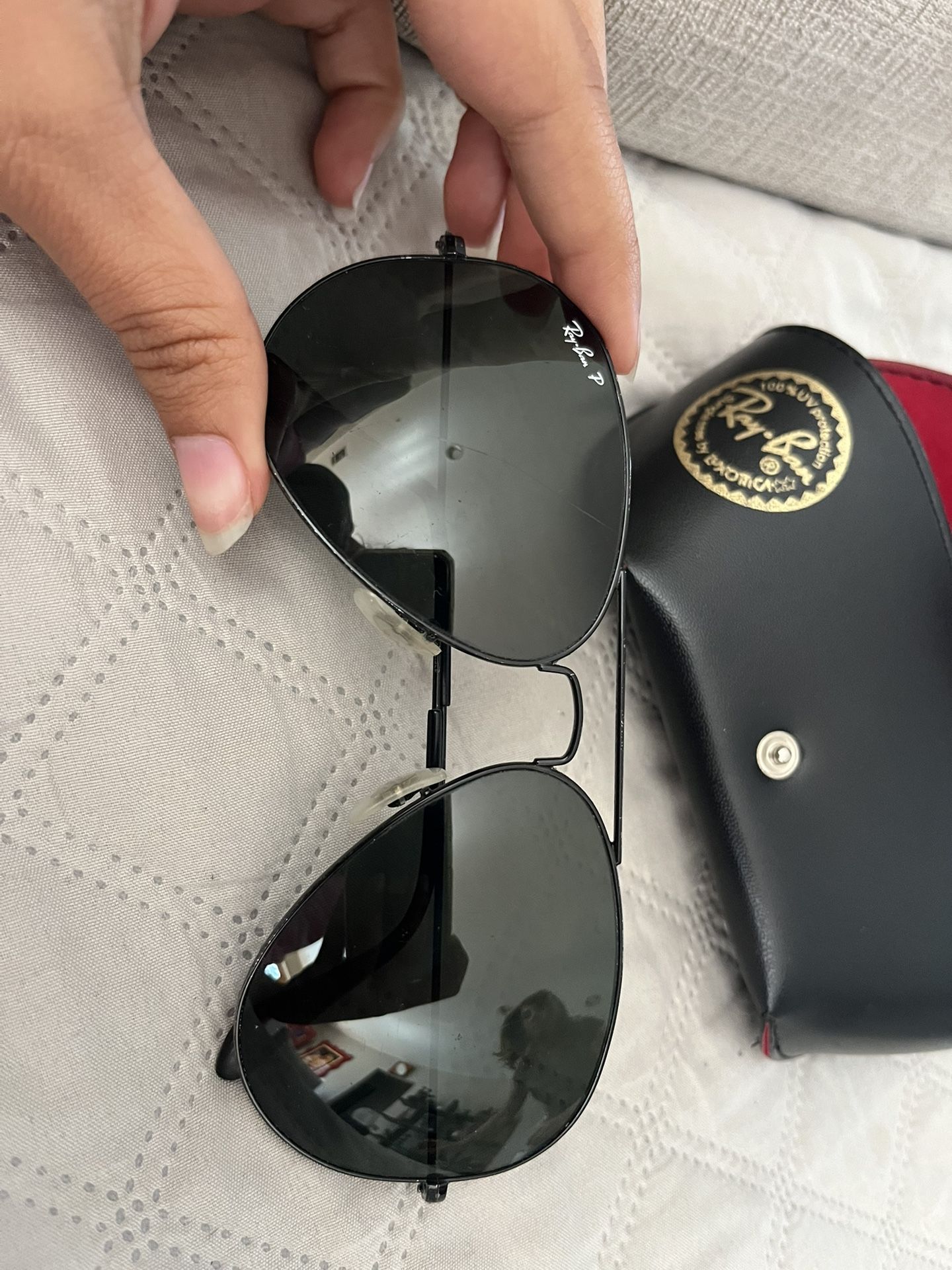 RayBans Black Aviator Sunglasses Polarized