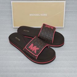 MICHAEL KORS designer slides sandals. Size 10 women's shoes. Brown. Brand new in box 