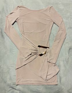 Long Sleeve Drape Trim Details Mini Dress