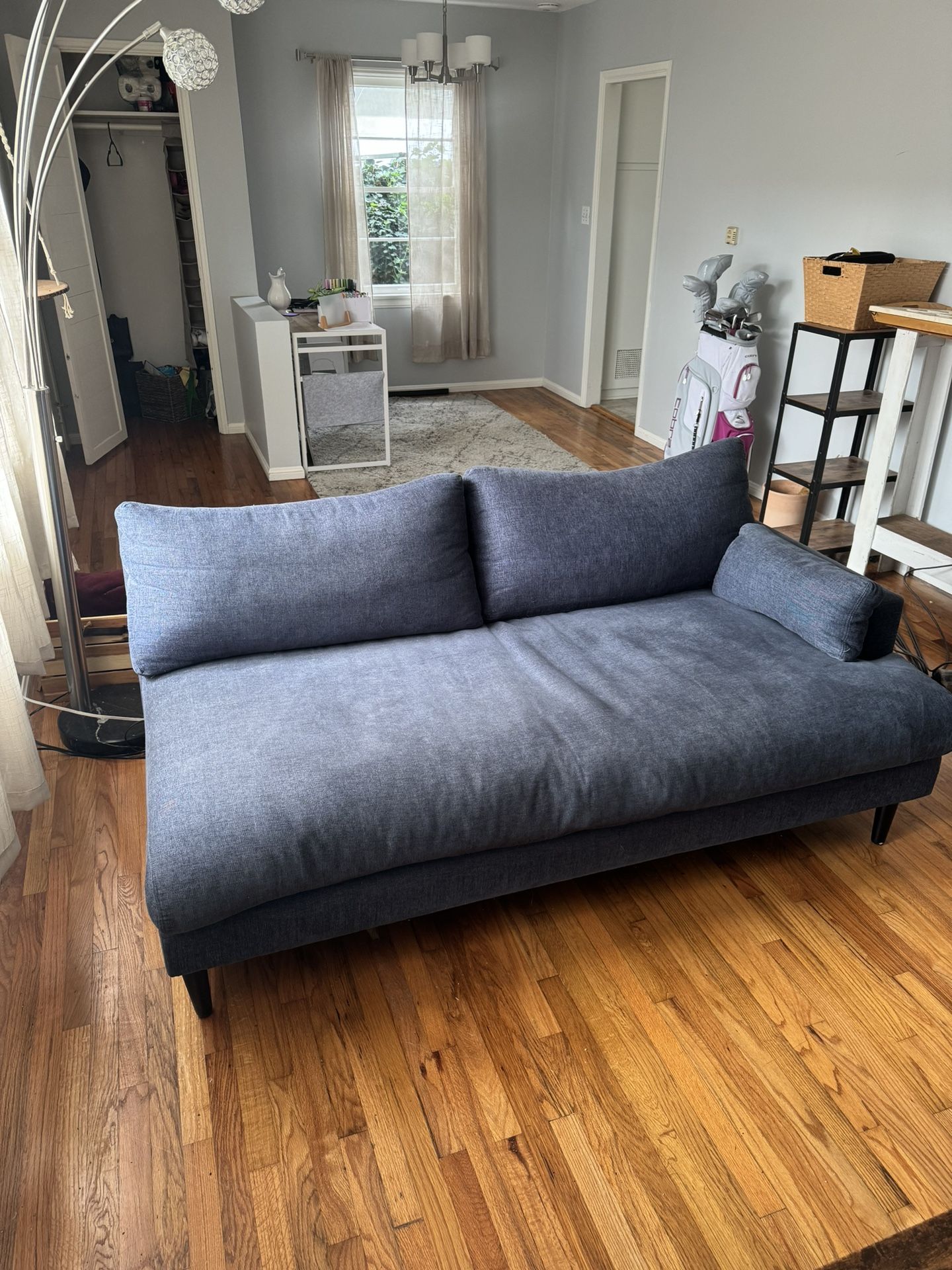 Crate And Barrel Blue Loveseat Sofa