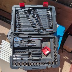Tool box with ratchet and sockets