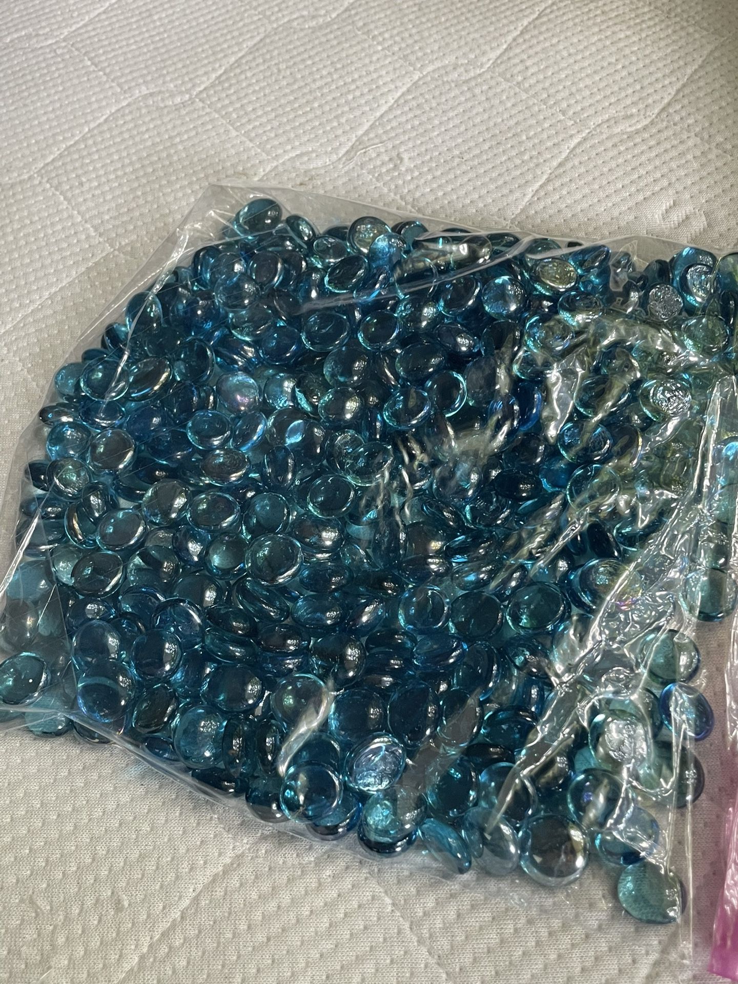 Iridescent aqua blue flat marbles 4lbs - $15