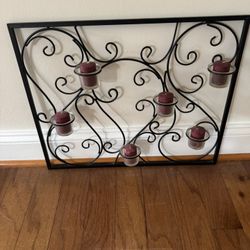 Wrought Iron Scroll Wall Black Candle Holder