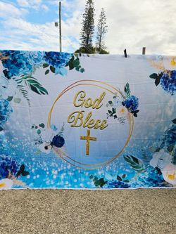 9.5" x 6.5" God Bless Photography/ Party  Backdrop