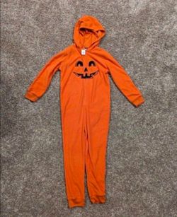 Kids Old Navy zip up pumpkin fleece onesie