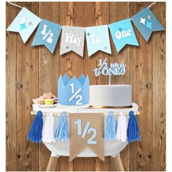 1/2 Year Banner And cake topper