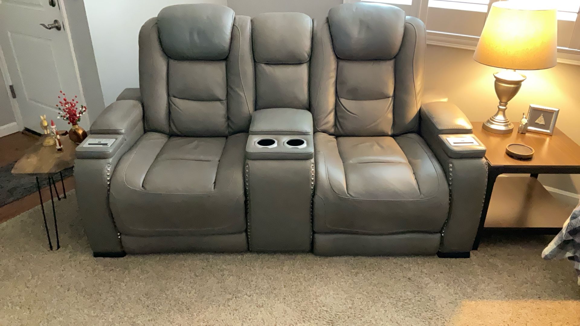 Man-Den Triple Power Reclining Loveseat with Console