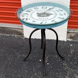 Route 66 Round Clock Accent Table
