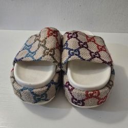 Gucci GG Multicolor Canvas Slide Sandals