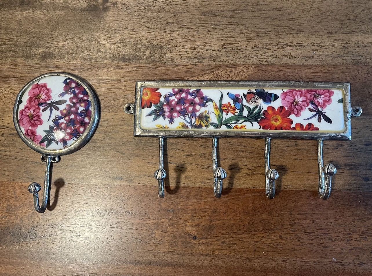 Pair Of Vintage Floral Hooks