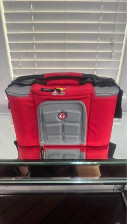 Red 6 Pack Fitness Meal Bag. Travel Meal Bag.