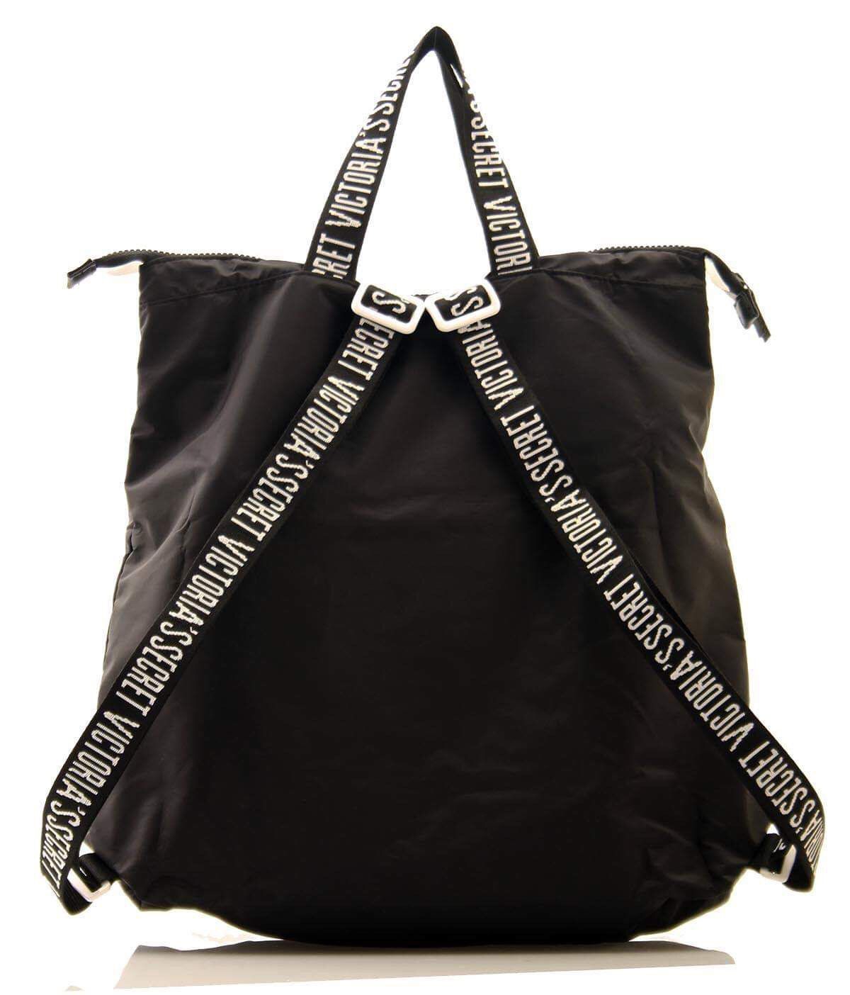 NEW Victoria's Secret Nylon Packable Backpack Black Clutch Light
