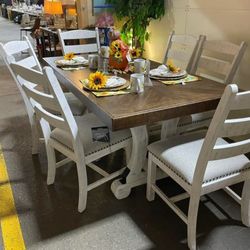 AP🎉 Expandable Table ,6 Chair, Dining Room Set// Financing & Delivery 