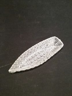 VINTAGE LEAD CRYSTAL CUT GLASS BOAT SHAPED SERVING DISH 14" LONG LIKE NEW
