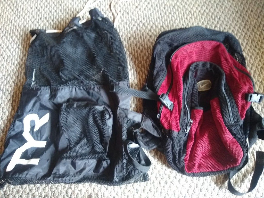 Mesh Backpack Nike or Tyr See Though Ultralight Gym Camping Hiking REI Osprey Gregory Puma Scuba Snorkeling Beach Surf Wetsuit Gear Wet Dry Bag Travel