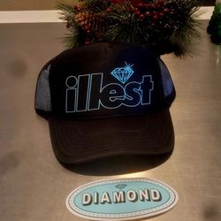 $36 🎁 Diamond Supply x ILLest Trucker Hat With STICKER skateboard Hip Hop Fore!