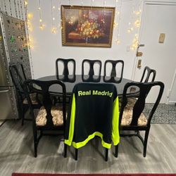 Oval Italian Black Dining Table With 8 Chairs 