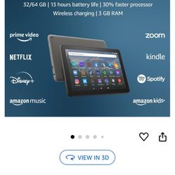 Amazon Fire HD 8 Plus tablet, 8” HD Display, 64 GB, 30% faster processor, 3GB RAM, wireless charging, (2022 release), Gray With M-edge Black Case