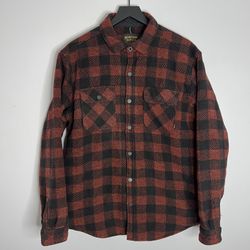 Burton Snowboards Brighton Insulated Flannel Mens Medium Orange