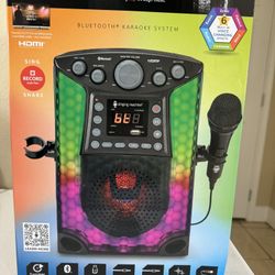 karaoke system Bluetooth with LED lights and microphone