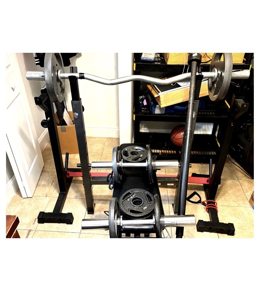 CAP Weight Bench with Barbell and Dumbbell Set
