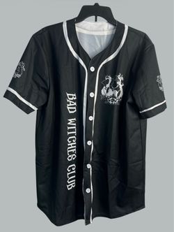 Women’s Bad Witches Club Black Baseball Jersey Size L