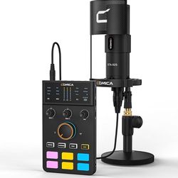 Comica ADCaster C1 K1 Podcast Equipment Bundle - USB Audio Interface with Dual XLR Input, Voice Changer, 4 Mic Preamp, 48kHz/24bit XLR Condenser Mic f