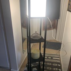 Asian Style Floor Lamp With Shelf And Connection Wire 