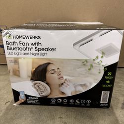 Homewerks 1.5-Sone 110-CFM White Decorative Lighted Bluetooth Compatibility Bathroom Fan
