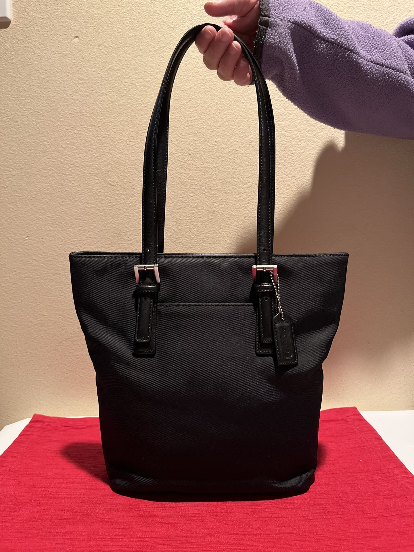 Vintage Coach 9321 Black Canvas Nylon Leather Tote Handbag