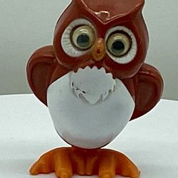 Vintage 1977 TOMY POCKET PETS Brown Owl Wind Up 2” Figure Google Eyes
