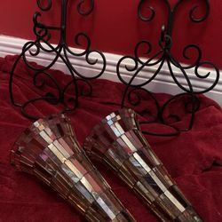 BEAUTIFUL GLASS SET WALL SCONCES.