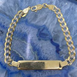 $675 Two Tone Gold Cuban ID Link Bracelet 