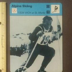 1979 Sportscaster Alpine Skiing David Vitter Zogg 1934 WCH At St. Saint Moritz Photo Large Over-sized Card HTF Collectible Vintage Italy 
