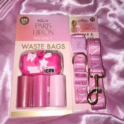PARIS HILTON Pink Collar/Leash Set & Dispenser Set