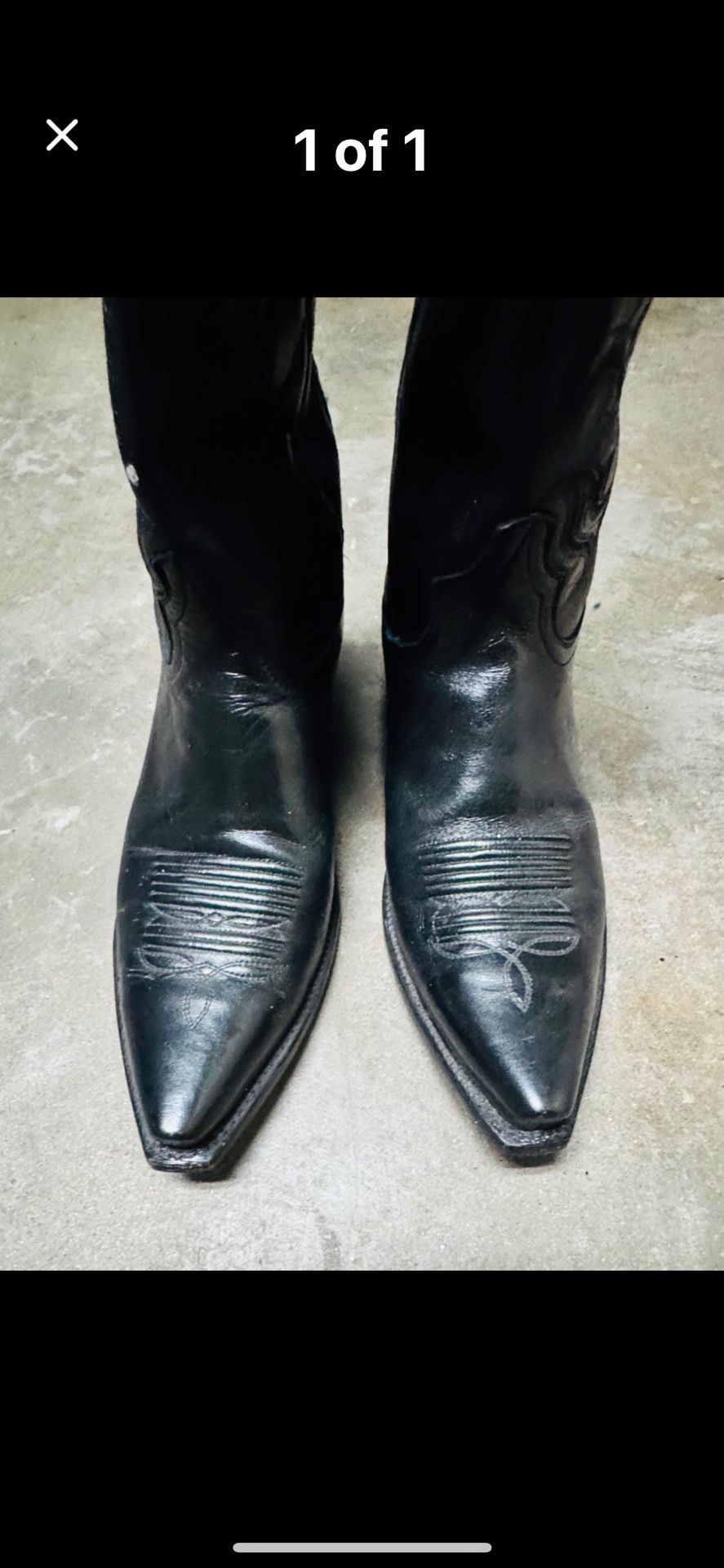 Women’s Black Leather Cowboy Boots