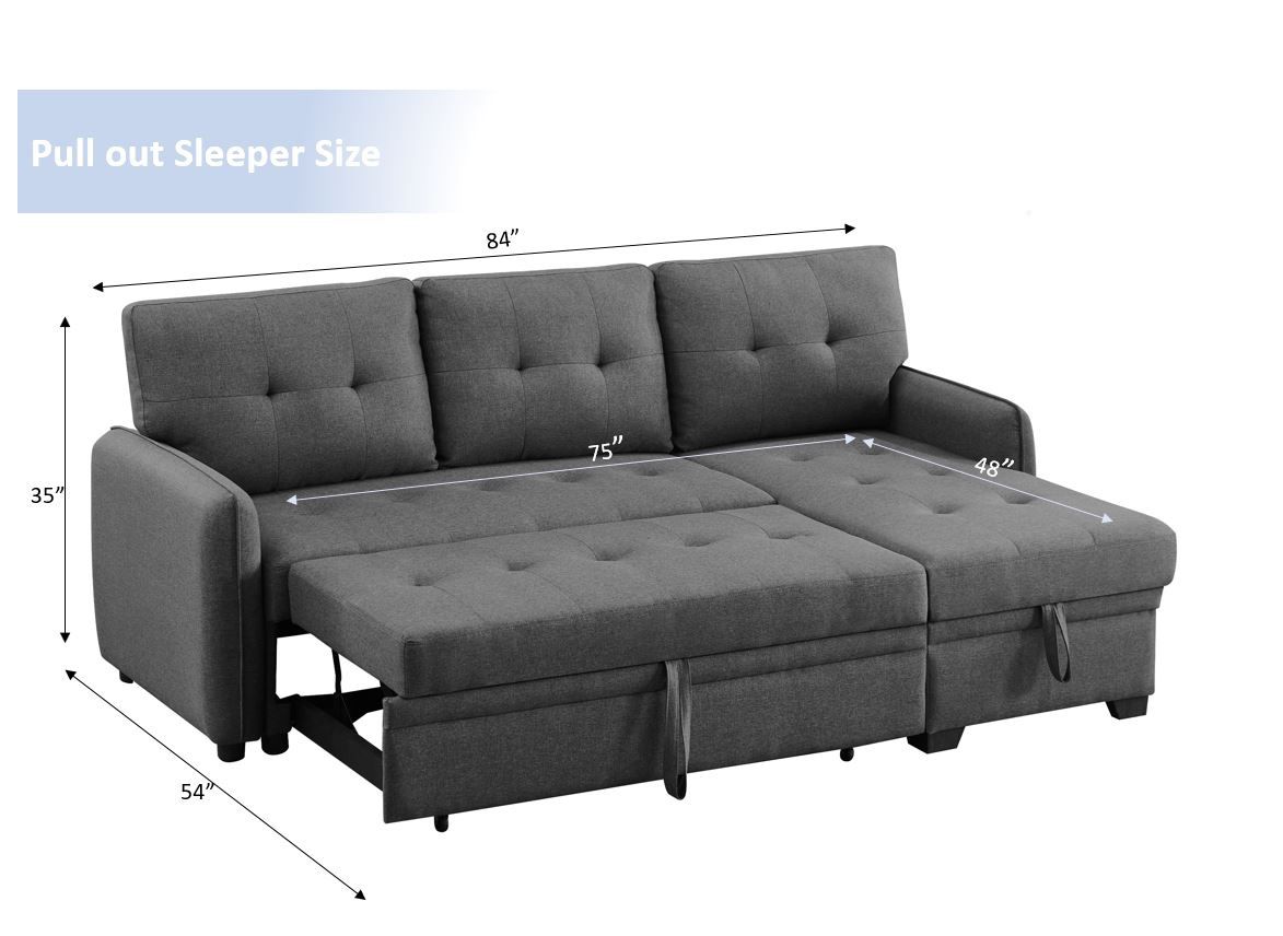 New! Grey Sectional Sofa Bed, Sectional Couch, Grey Couch, Sofa, Grey Sofa Bed, Grey Sectional Sofa Bed, Sofabed, Sectional Sofa With Pull  Out Bed