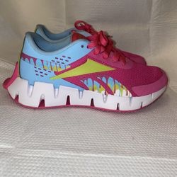 Reebok  Zig Dynamica 2.0 Sneaker, Atomic Pink/Digital Blue/Acid Yellow, 4 Big Kid