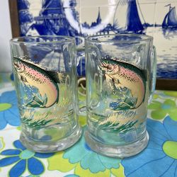 Vintage Jumping Bass Beer Mugs 