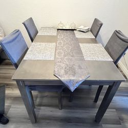 ONE DAY ONLY! Dining Room Set- Dining Room Table,  4 Chairs, a Bench includes Removable Chair Covers And Placemats-MAKE AN OFFER NOW!