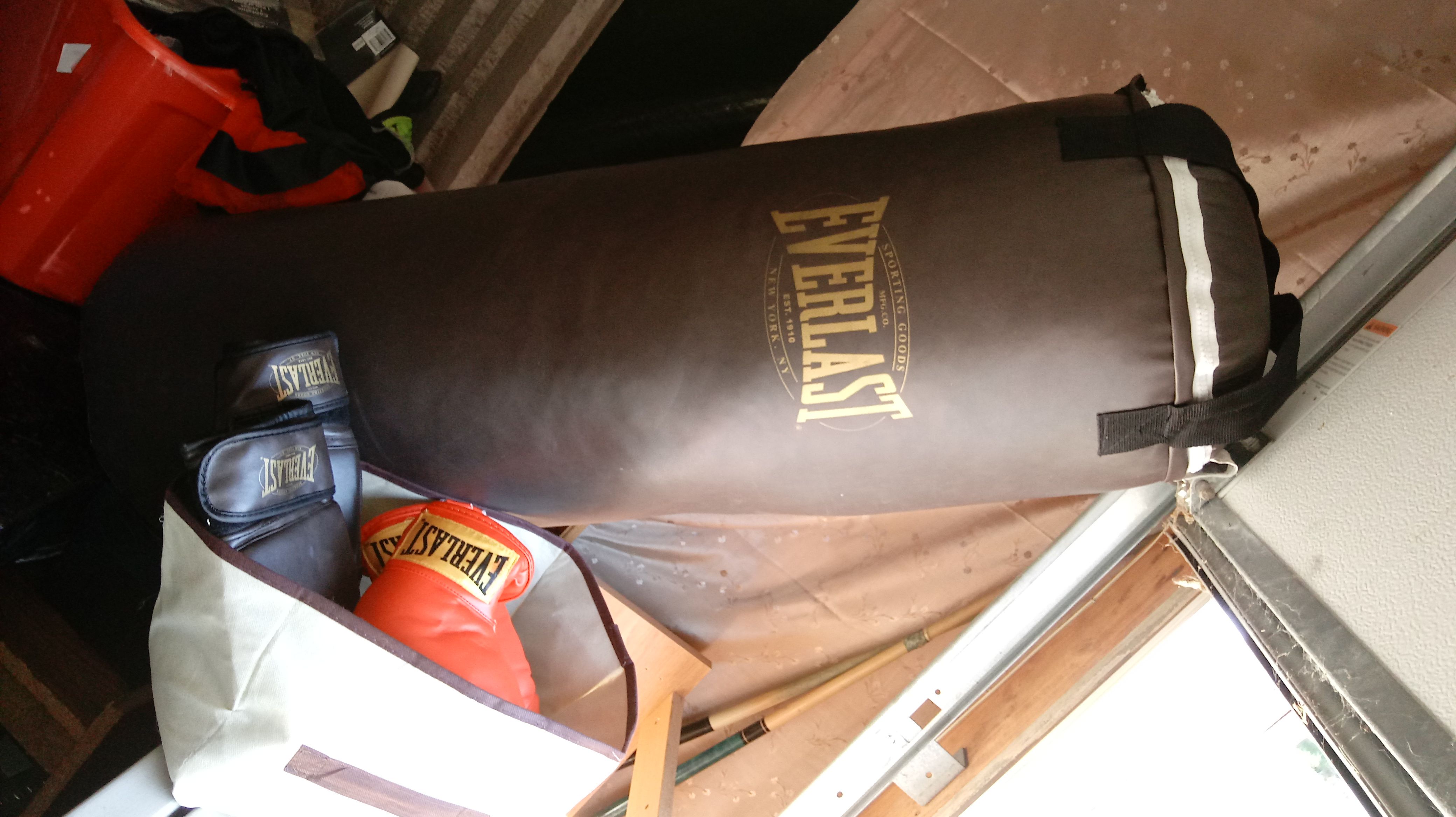 Everlast heavy bag with 2 sets of gloves