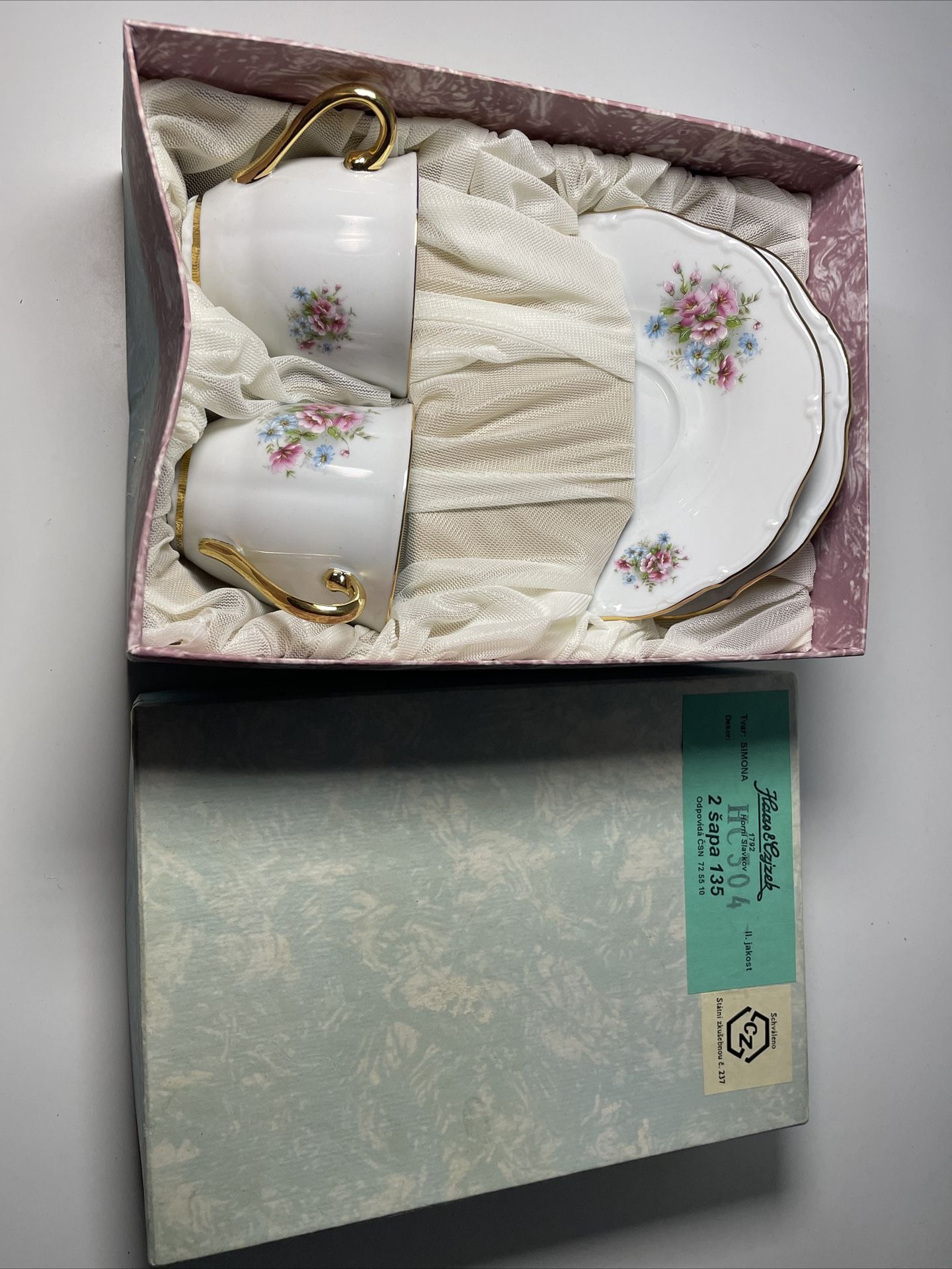 Haas & Czjzek porcelain hc 304 tea set of 2 Floral Made In Czech Republic Tea