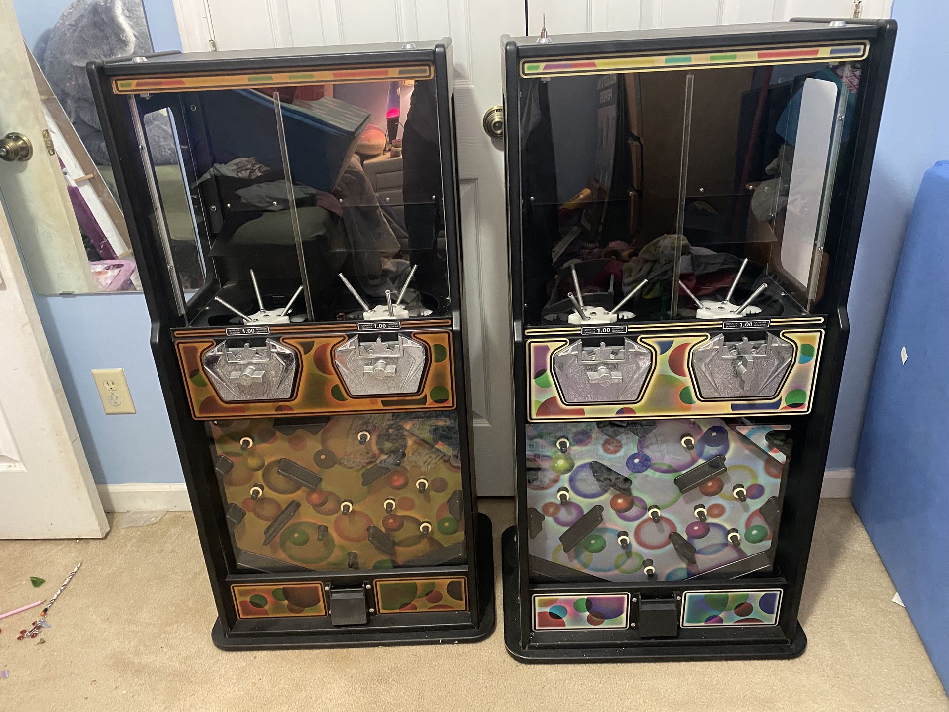 2 Coin Operated Vending Machines For Toy Capsules Bouncy Balls Stickers Tattoos