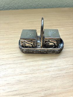Small Silver Plated Salt, And Pepper Shakers