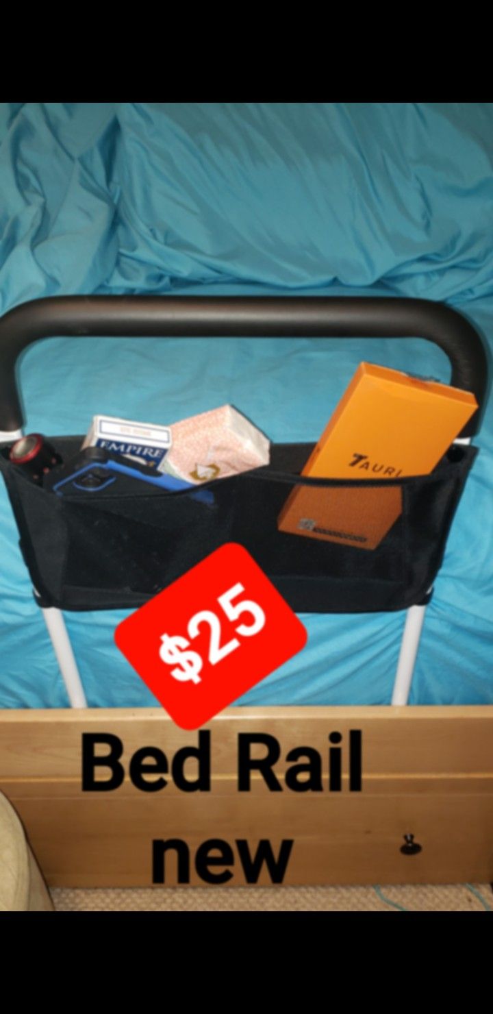 Bed Rail Safety with Adjustable Heights Storage Pocket Assist Support Side Railings for Seniors Citizens