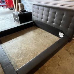 King Saatva Adra Verona Leather  Platform Bed Frame - Slate